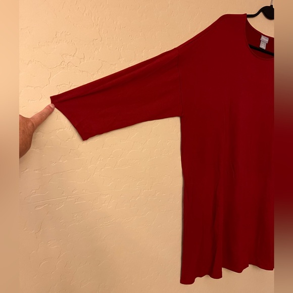 Chico’s Red 3/4 Sleeve T-Shirt Tunic Top - Picture 7 of 12